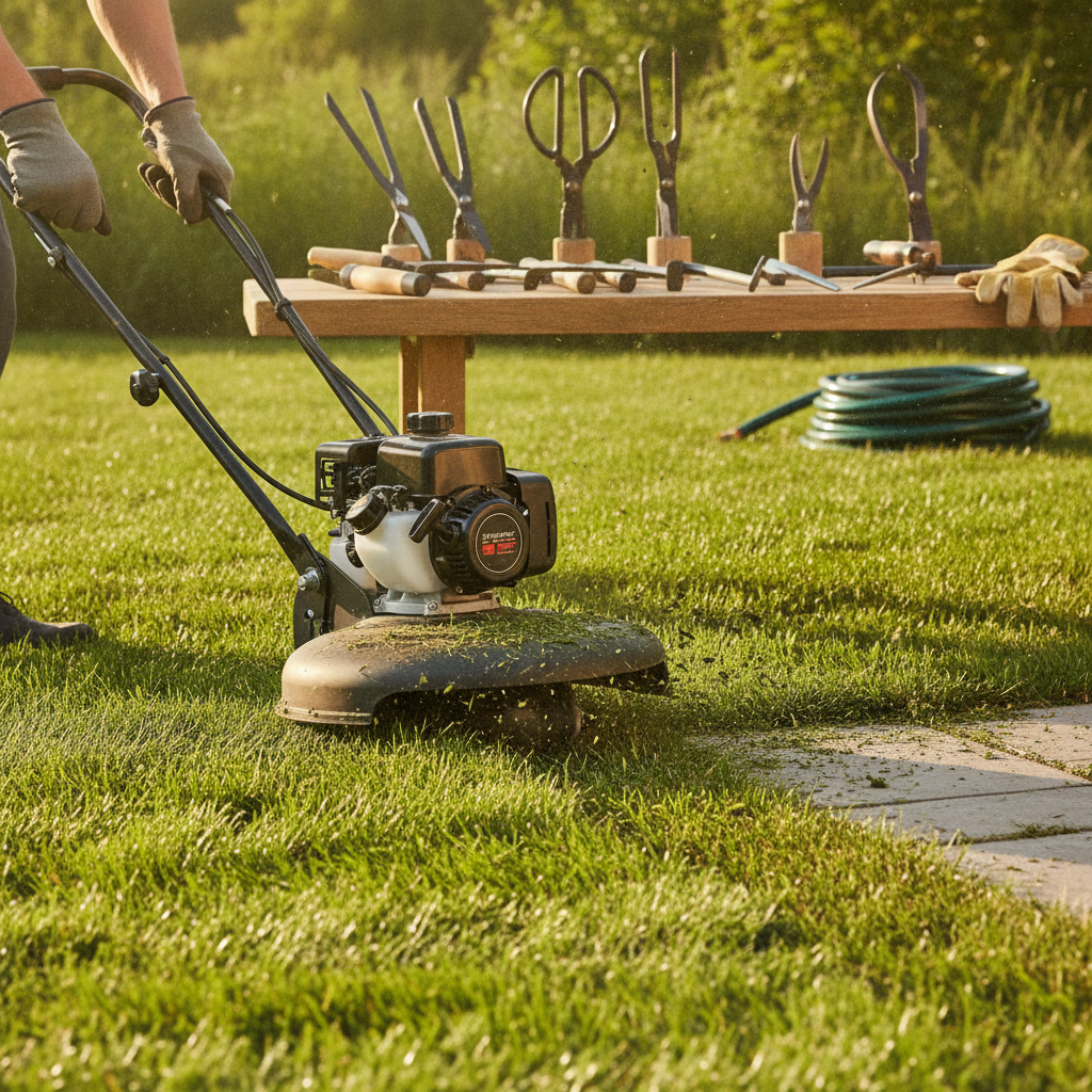 Grass Edging and cutting using blades just hands no faces